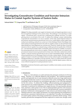 Investigating Groundwater Condition and Seawater Intrusion Status in Coastal Aquifer Systems of Eastern India