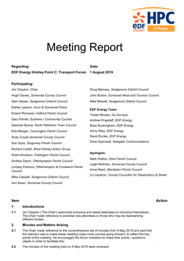 Meeting Report