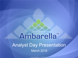 Analyst Day Presentation March 2018