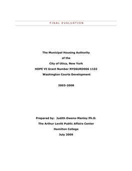 FINAL EVALUATION the Municipal Housing Authority of the City Of