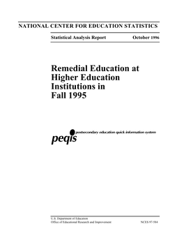 Remedial Education at Higher Education Institutions in Fall 1995