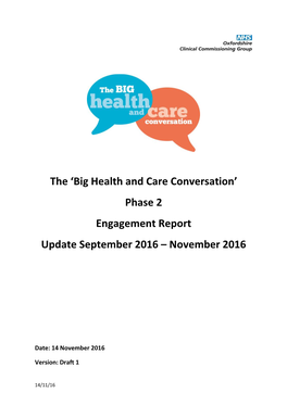 'Big Health and Care Conversation' Phase 2 Engagement Report