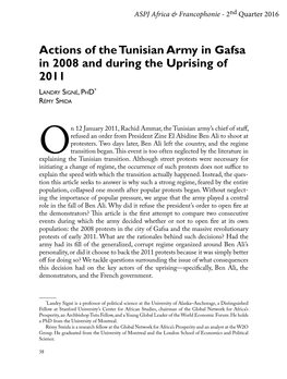 Actions of the Tunisian Army in Gafsa in 2008 and During the Uprising of 2011