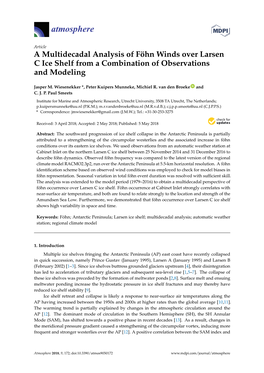 A Multidecadal Analysis of Föhn Winds Over Larsen C Ice Shelf from a Combination of Observations and Modeling