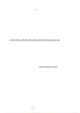 A PHILOSOPHICAL Enquiry INTO SOME ASPECTS of the TEACHER's ROLE Helen Stephanie Freeman