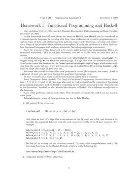 Homework 5: Functional Programming and Haskell