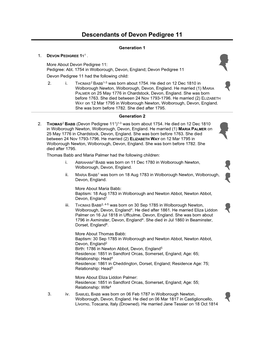 Descendants of Devon Pedigree 11