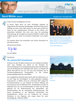Gerd Müller Aktuell – Newsletter Vom 03.12.2014
