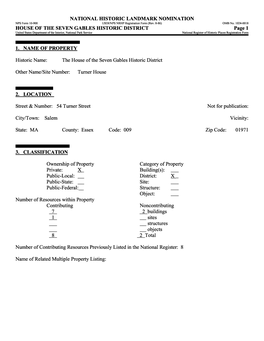 NATIONAL HISTORIC LANDMARK NOMINATION NFS Form 10-900 USDI/NPS NRHP Registration Form (Rev