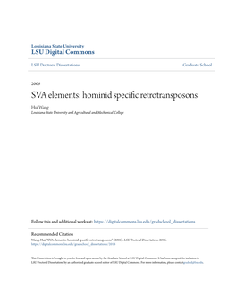 Sva Elements: Hominid Specific Retrotransposons