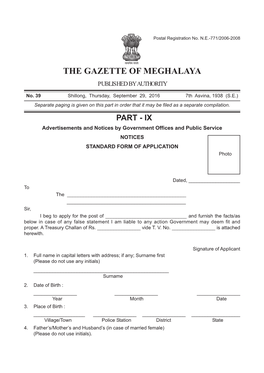 The Gazette of Meghalaya Published by Authority