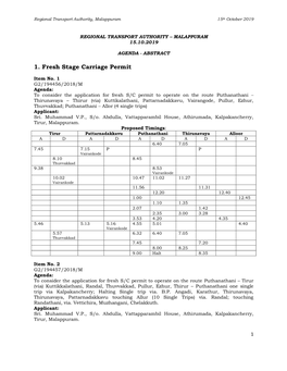 1. Fresh Stage Carriage Permit