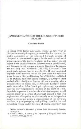 James Newlands and the Bounds of Public Health