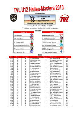 2013 Spielpläne-TVL Junioren Hallen-Cupsm