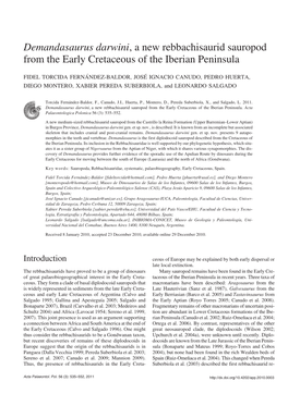 Demandasaurus Darwini, a New Rebbachisaurid Sauropod from the Early Cretaceous of the Iberian Peninsula