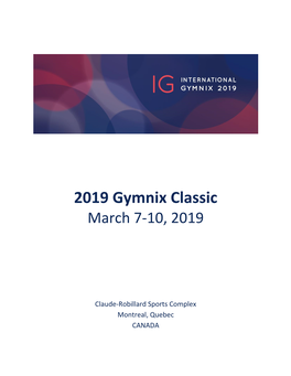 2019 Gymnix Classic March 7-10, 2019