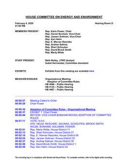 House Committee on Energy and Environment