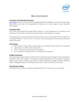 Intel Capital Backgrounder