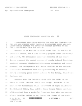 MISSISSIPPI LEGISLATURE REGULAR SESSION 2018 By