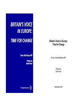 Britain's Voice in Europe: Time for Change