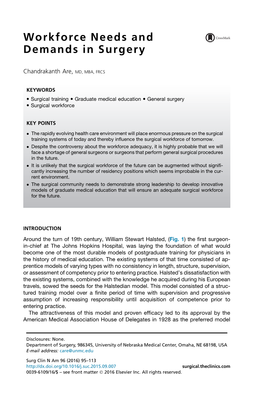 Workforce Needs and Demands in Surgery