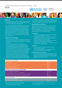 Climate and Health Country Profile – 2015 Egypt