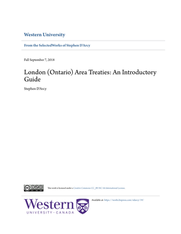 London (Ontario) Area Treaties: an Introductory Guide Stephen D'arcy