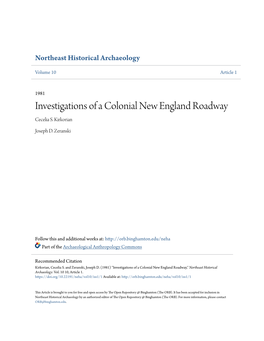 Investigations of a Colonial New England Roadway Cecelia S