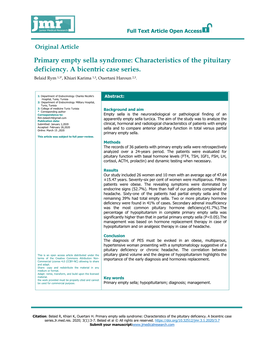 Primary Empty Sella Syndrome: Characteristics of the Pituitary