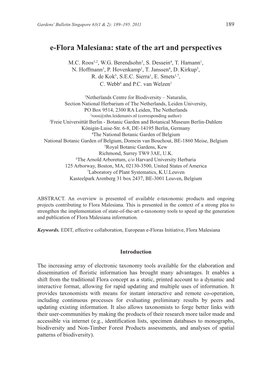 E-Flora Malesiana: State of the Art and Perspectives