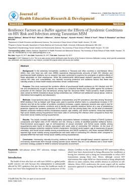 Resilience Factors As a Buffer Against the Effects of Syndemic Conditions