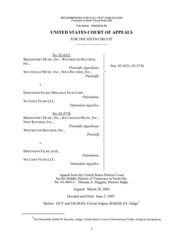 Bridgeport Music, Inc. V. Dimension Films, 383 F.3D 390 (6Th Cir