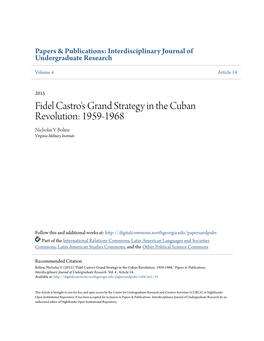 Fidel Castro's Grand Strategy in the Cuban Revolution: 1959-1968 Nicholas V