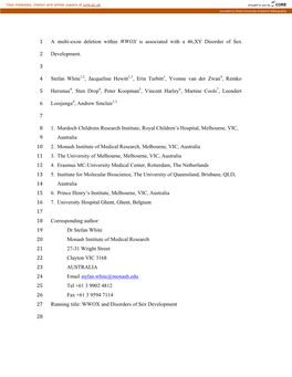 A Multi-Exon Deletion Within WWOX Is Associated with a 46,XY Disorder of Sex