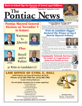 Pontiac Mayoral General Election on November 5 to Feature