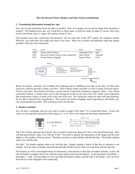 How the Internet Works: Headers and Data; Packets and Routing 1