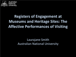 Emotion, Affect and Registers of Engagement at Heritage Sites