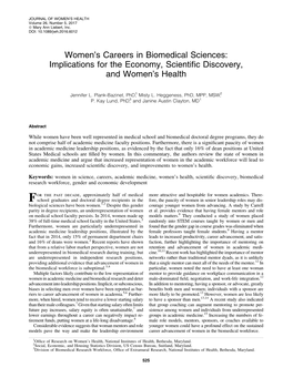 Women's Careers in Biomedical Sciences