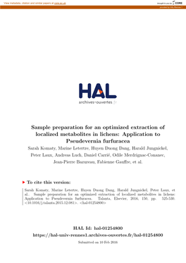 Sample Preparation for an Optimized Extraction of Localized Metabolites