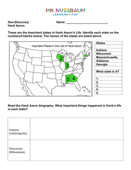 Geo-Discovery Name: ______Hank Aaron