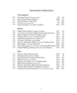 Sommelier's Selections