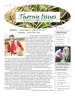 Thorny Issues DATES & DETAILS —