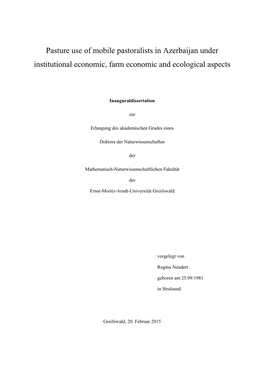 Pasture Use of Mobile Pastoralists in Azerbaijan Under Institutional Economic, Farm Economic and Ecological Aspects