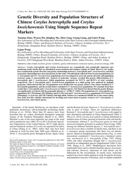 Genetic Diversity and Population Structure of Chinese Corylus Heterophylla and Corylus Kweichowensis Using Simple Sequence Repeat Markers