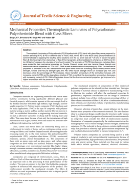 Mechanical Properties Thermoplastic Laminates of Polycarbonate