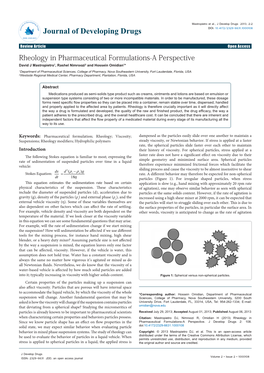 Rheology in Pharmaceutical Formulations-A Perspective