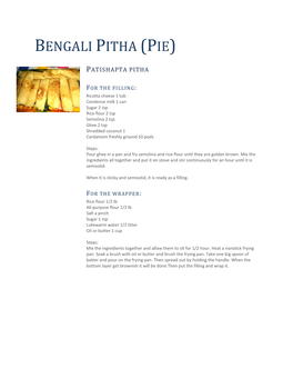 Bengali Pitha (Pie)