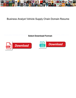 Business Analyst Vehicle Supply Chain Domain Resume