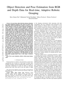 Object Detection and Pose Estimation from RGB and Depth Data for Real-Time, Adaptive Robotic Grasping