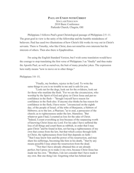 UNION with CHRIST SINCLAIR FERGUSON 2010 Basic Conference Parkside Church, Chagrin, OH